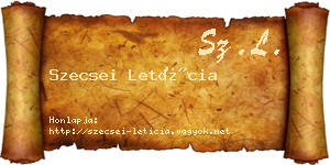 Szecsei Letícia névjegykártya